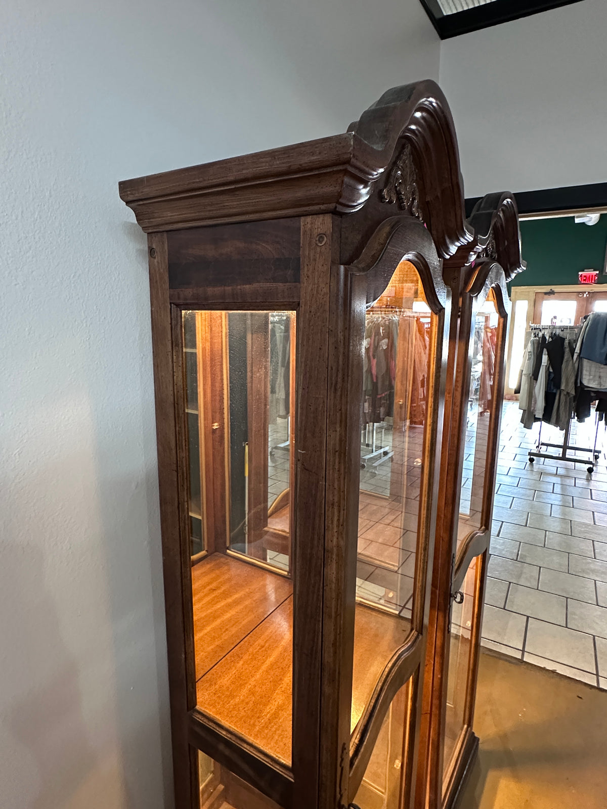 Pair of Vintage-Style Lighted Curio Display Cabinets photo 8