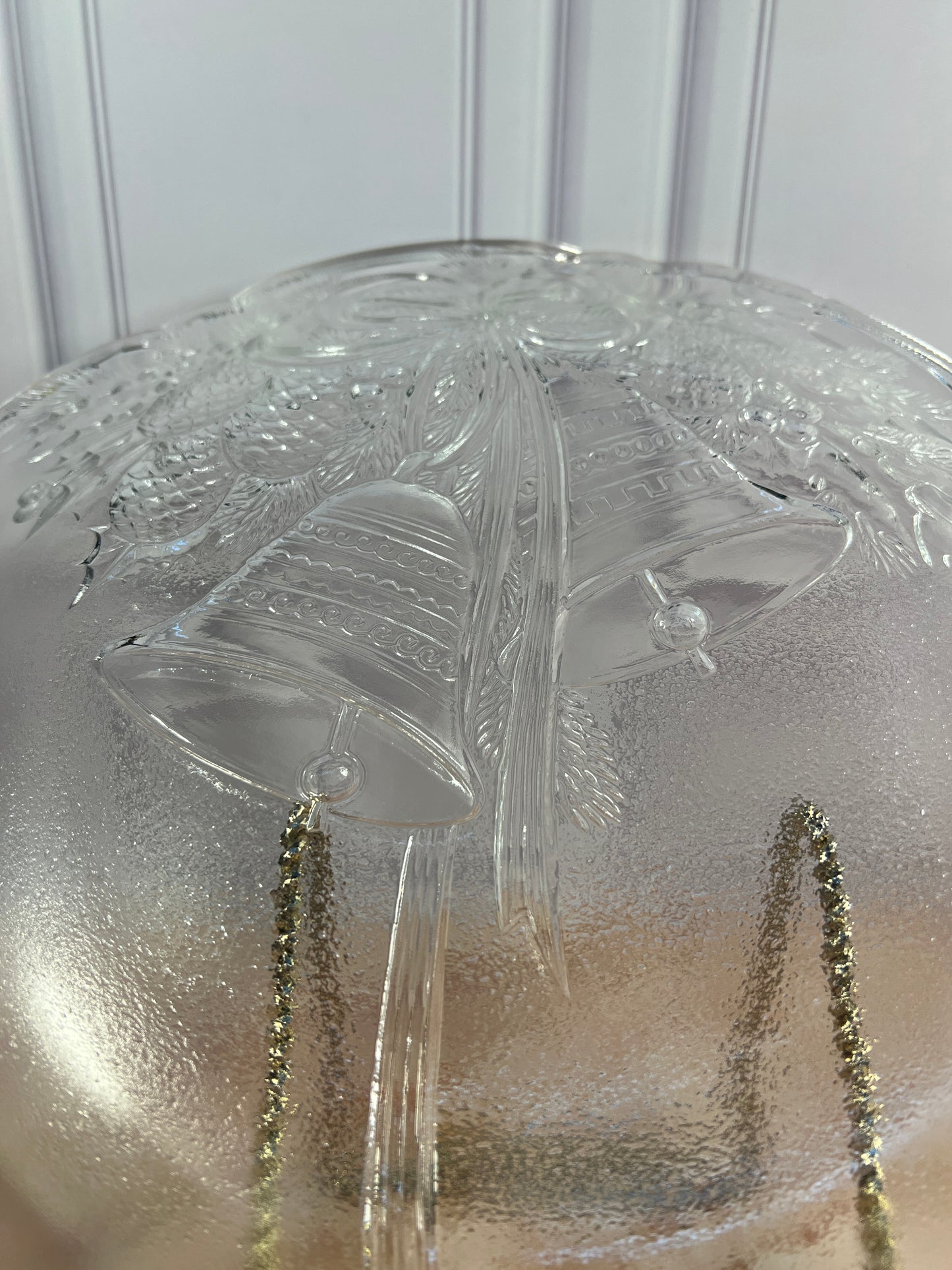 Vintage Clear Pressed Glass Christmas Serving Platter, 15 in photo 7