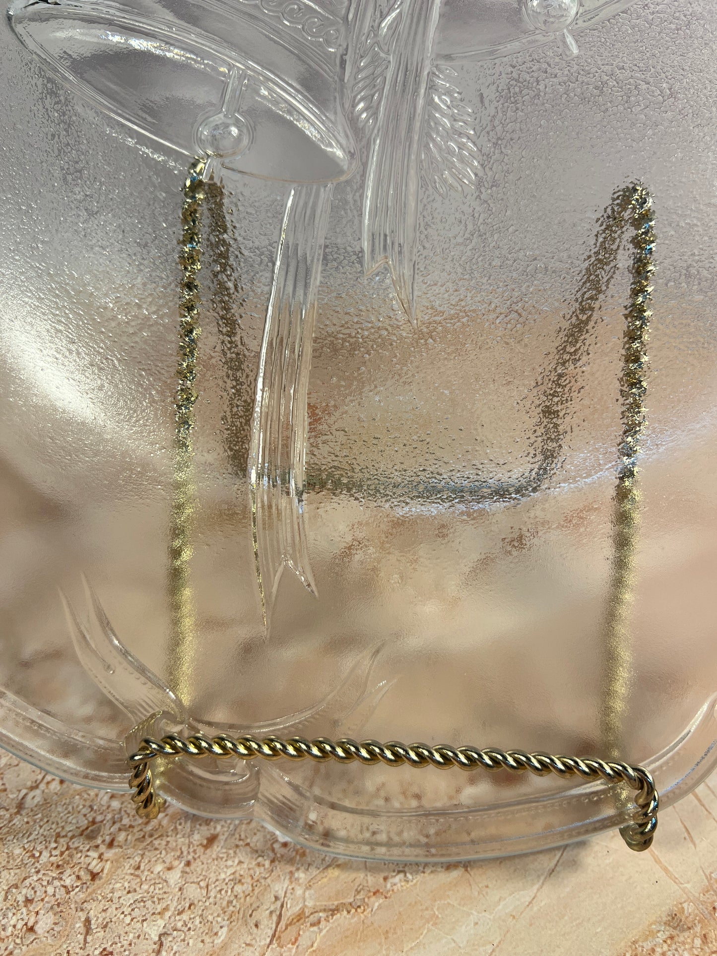 Vintage Clear Pressed Glass Christmas Serving Platter, 15 in photo 8