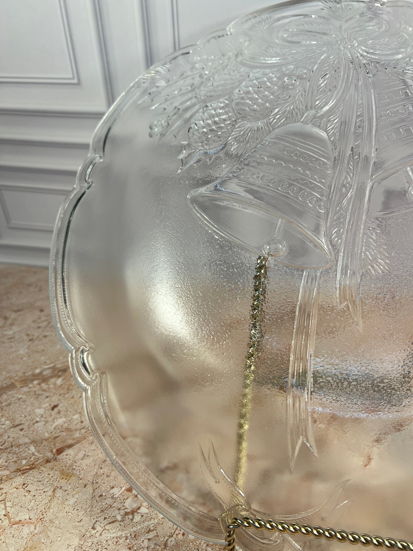 Vintage Clear Pressed Glass Christmas Serving Platter, 15 in photo 9