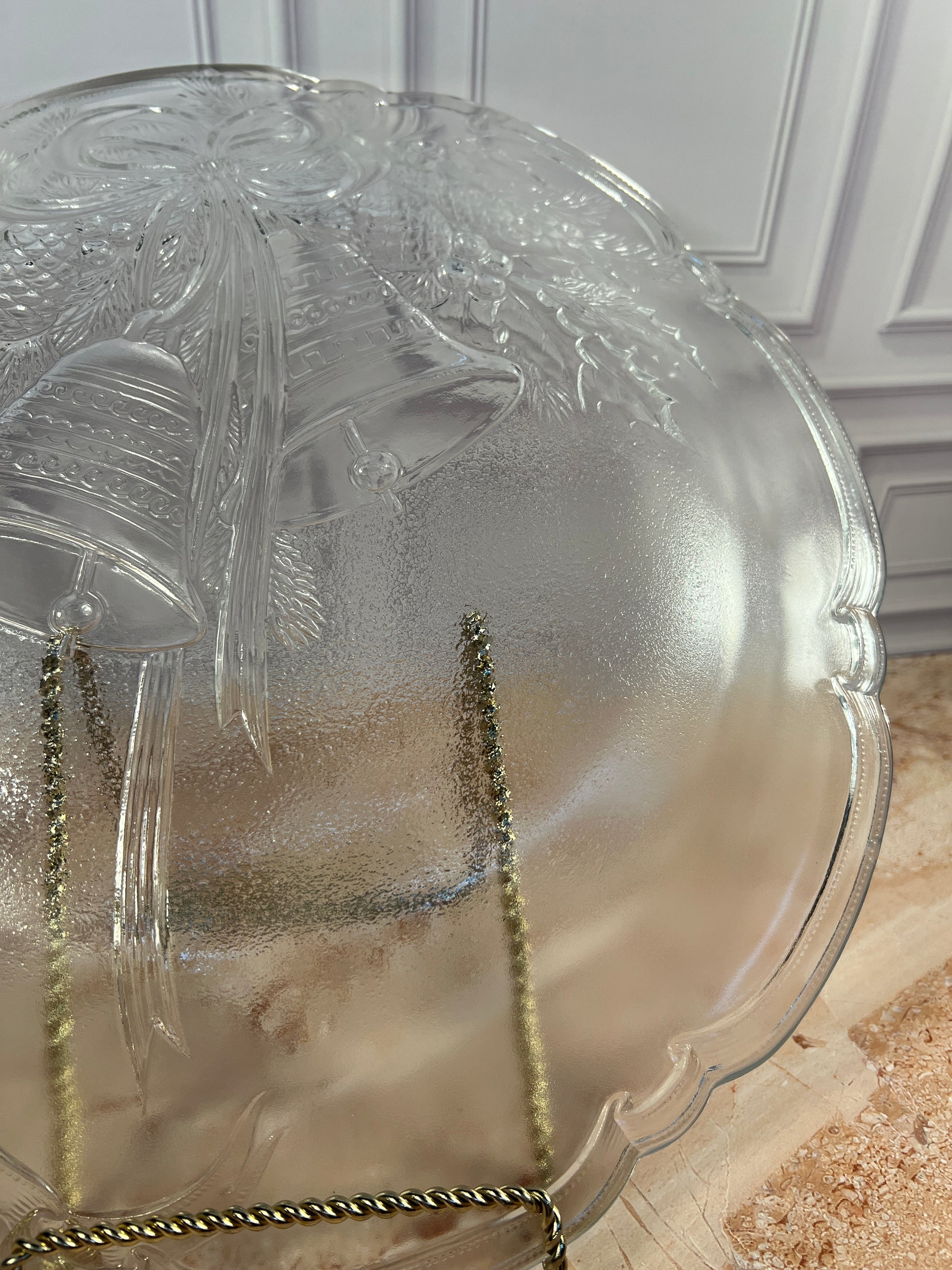 Vintage Clear Pressed Glass Christmas Serving Platter, 15 in photo 10