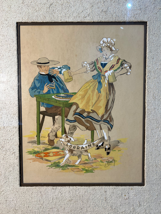 Framed Lorraine French Folk Scene Print by M. Ray photo 1