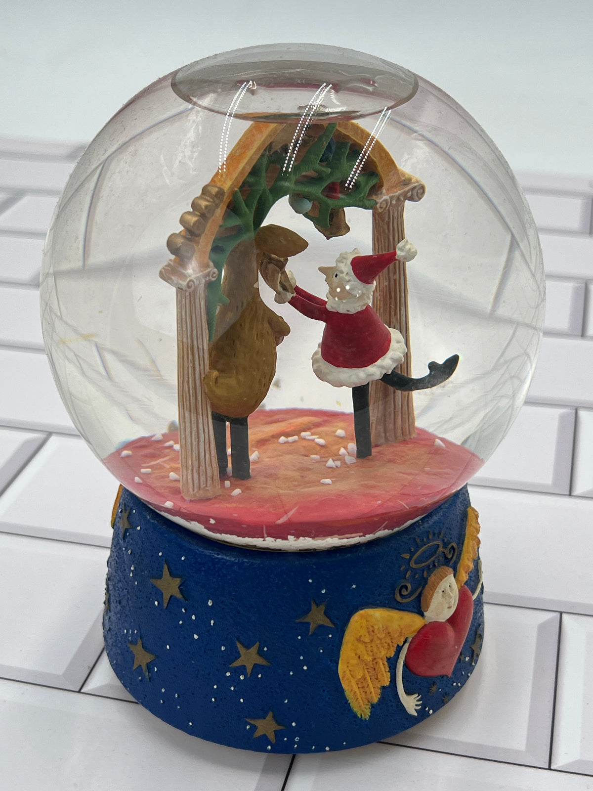 Dept 56 Clare Mackie Musical Wind-Up Snow Globe Deck the Halls photo 4