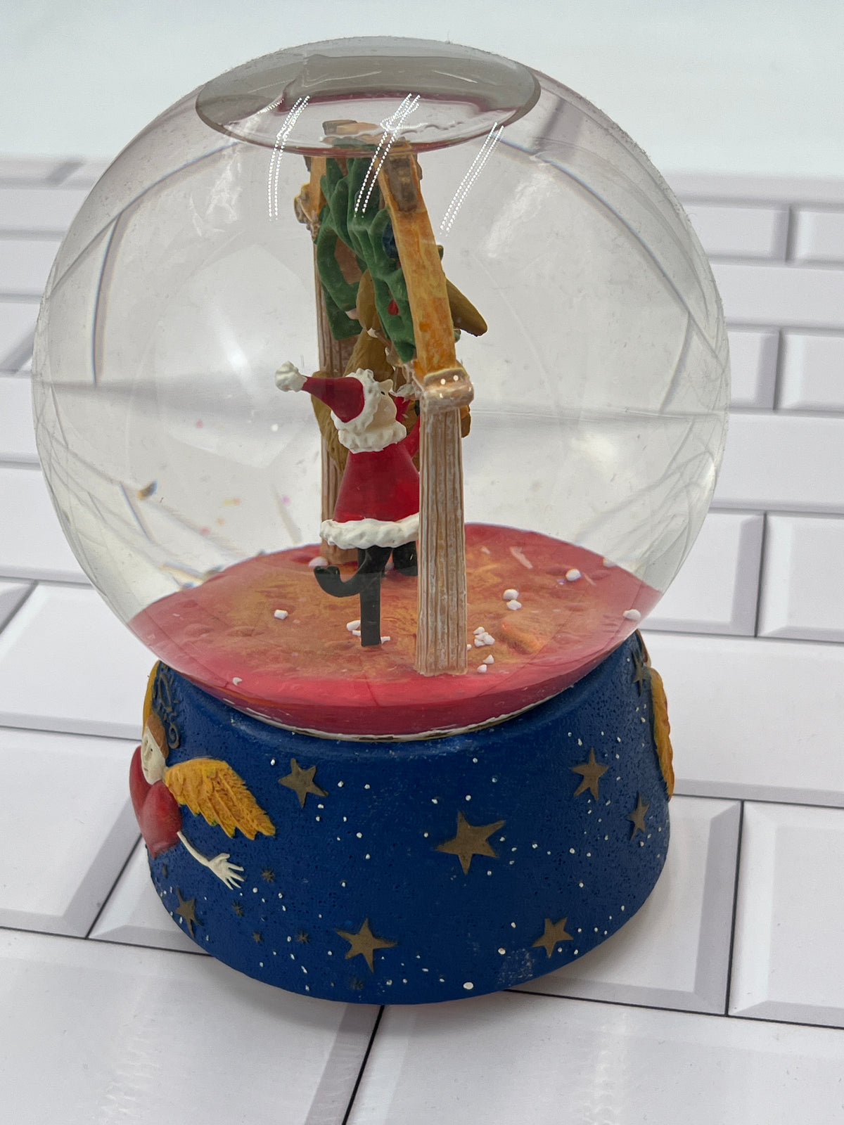 Dept 56 Clare Mackie Musical Wind-Up Snow Globe Deck the Halls photo 3