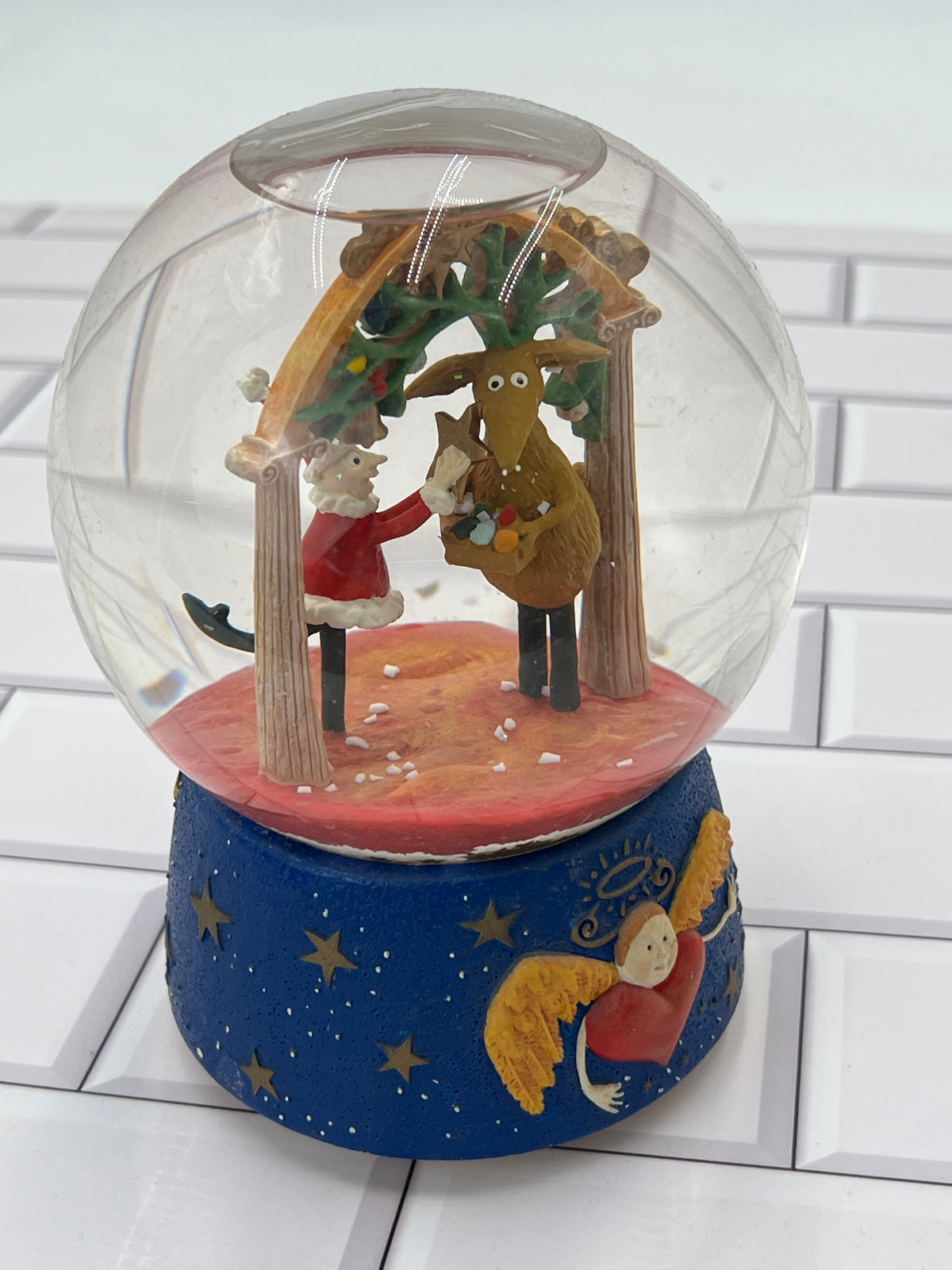 Dept 56 Clare Mackie Musical Wind-Up Snow Globe Deck the Halls photo 2