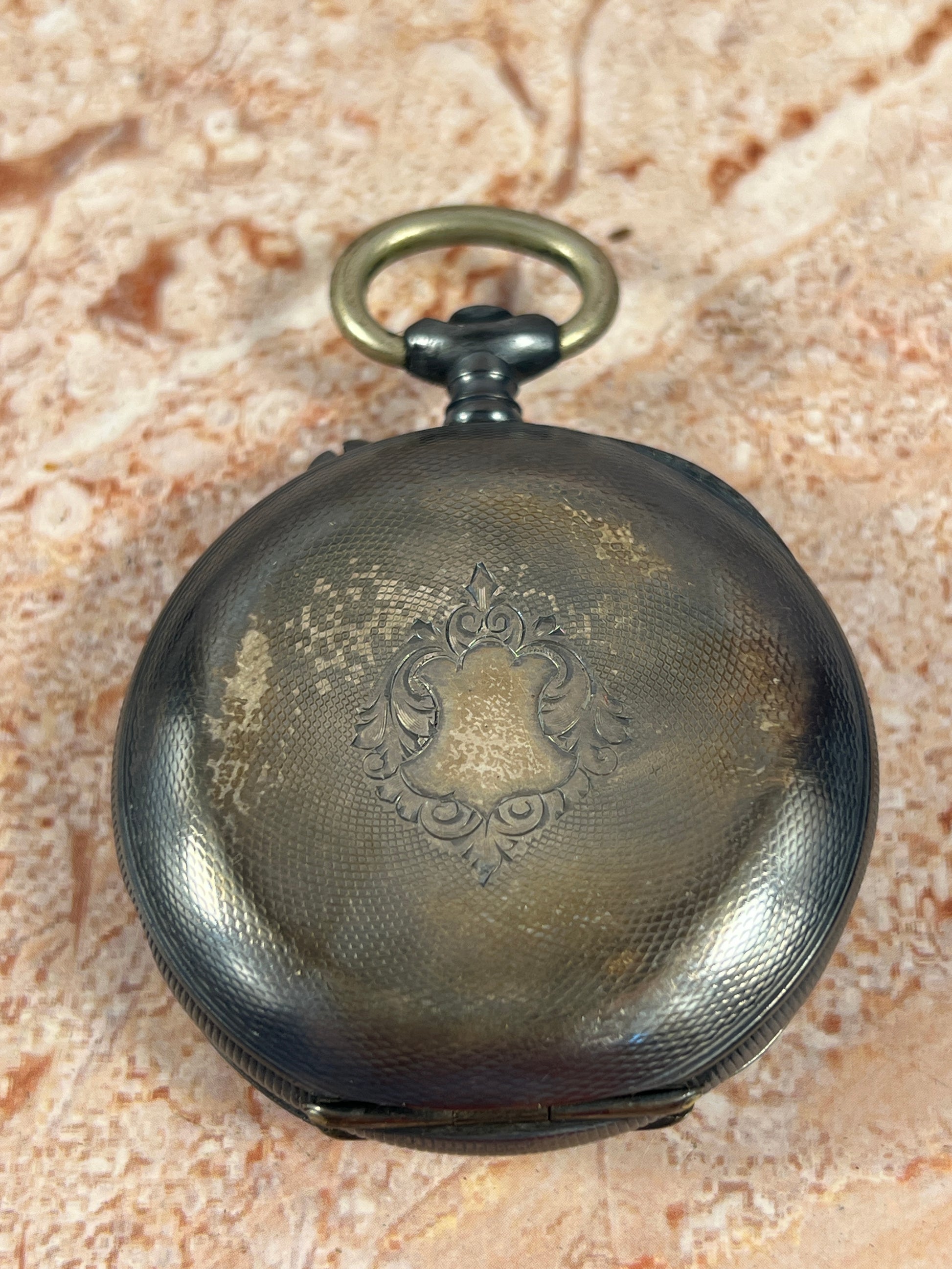 Antique Swiss Gunmetal &.935 Sterling Triple Calendar Moonphase Pocket Watch Parts photo 9