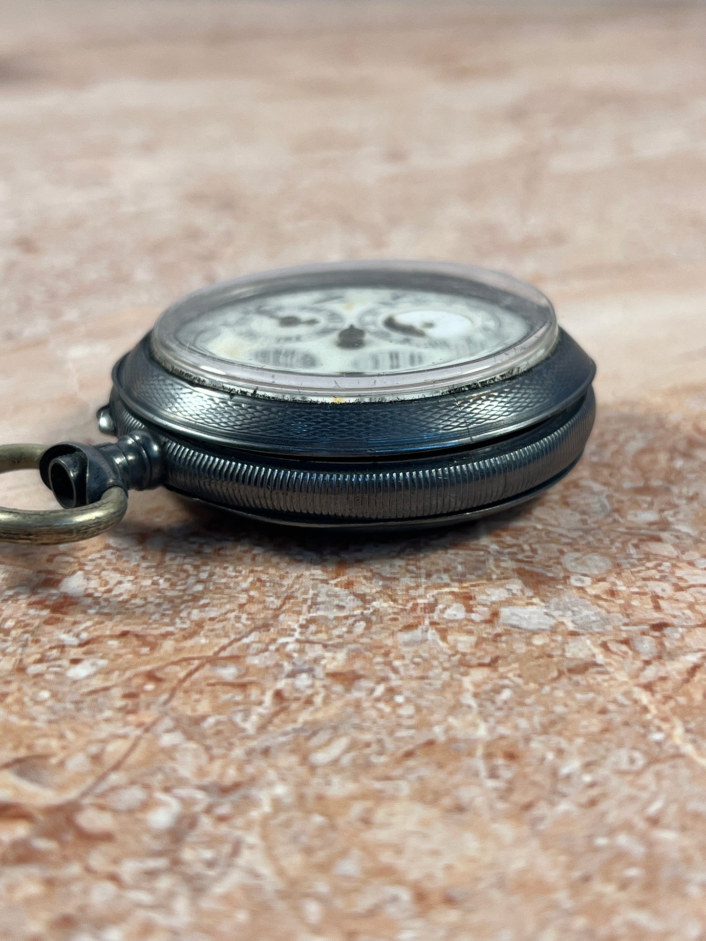Antique Swiss Gunmetal &.935 Sterling Triple Calendar Moonphase Pocket Watch Parts photo 8