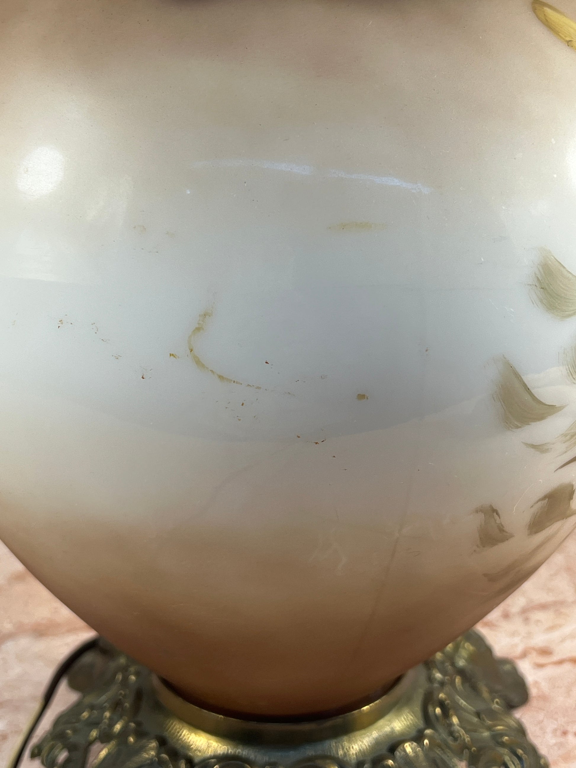 Vintage Gone With the Wind Style Floral Milk Glass Table Lamp photo 7
