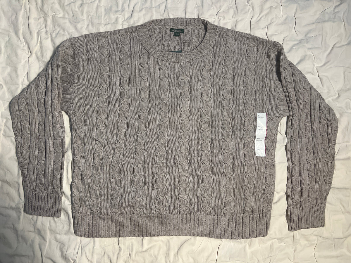 Wild Fable Women’s XXL Taupe Cable Knit Crewneck Sweater NWT photo 1