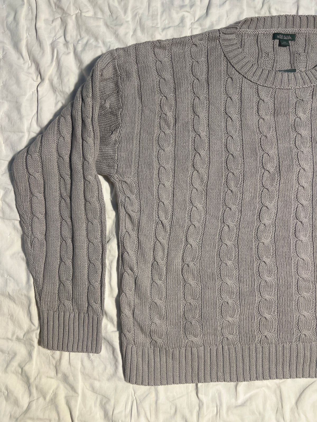 Wild Fable Women’s XXL Taupe Cable Knit Crewneck Sweater NWT photo 2