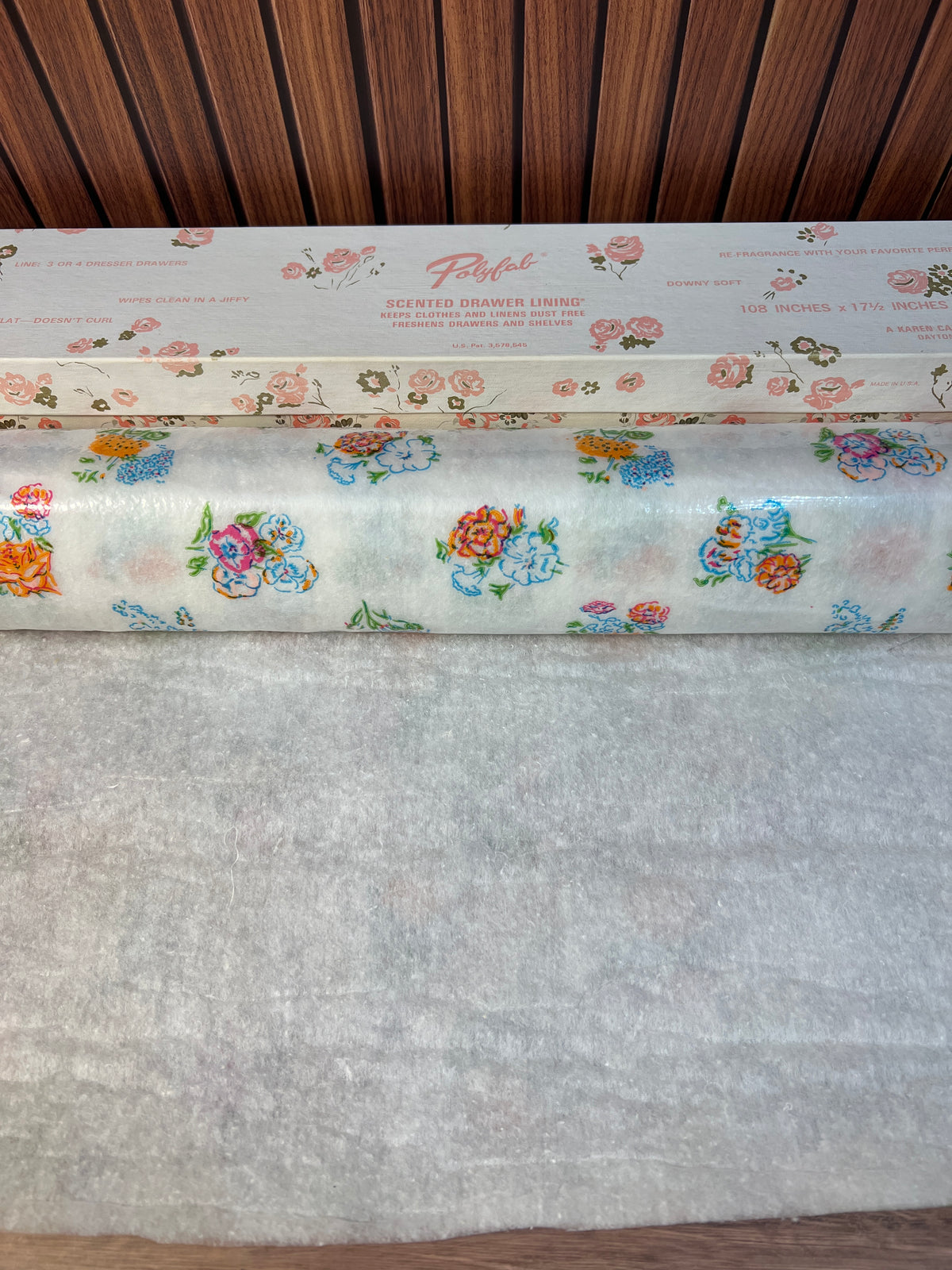 Vintage Polyfab Floral Scented Drawer Liner Roll 108 x 17.5 in photo 2