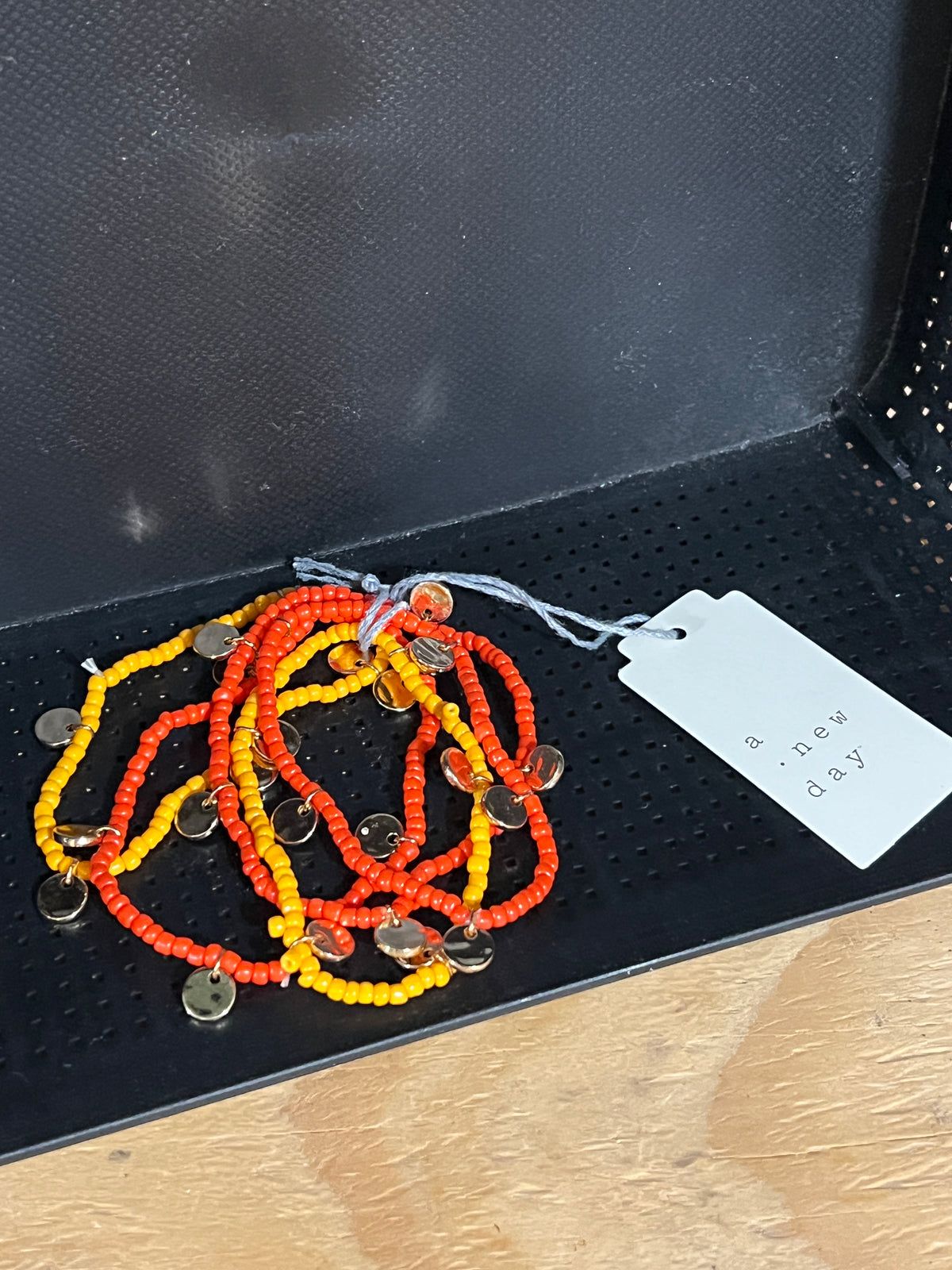 A New Day Orange & Yellow Beaded Charm Necklace photo 1