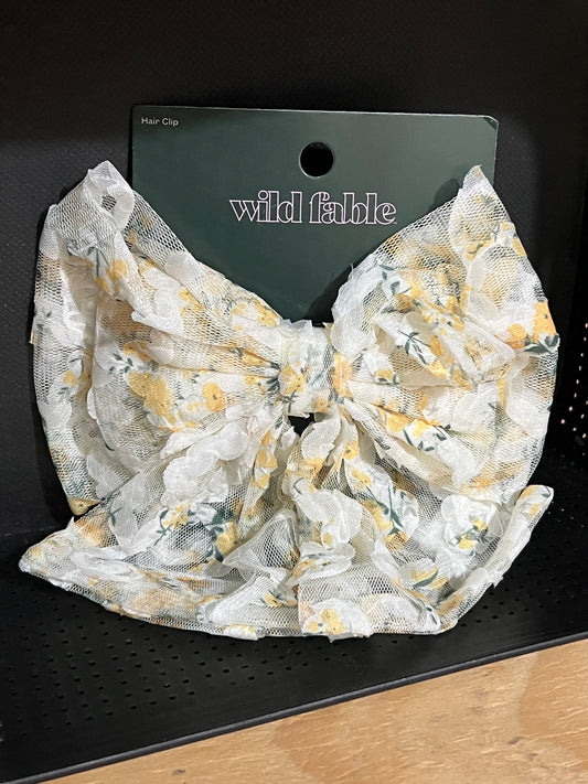 Wild Fable White Yellow Floral Tulle Bow Hair Clip photo 1