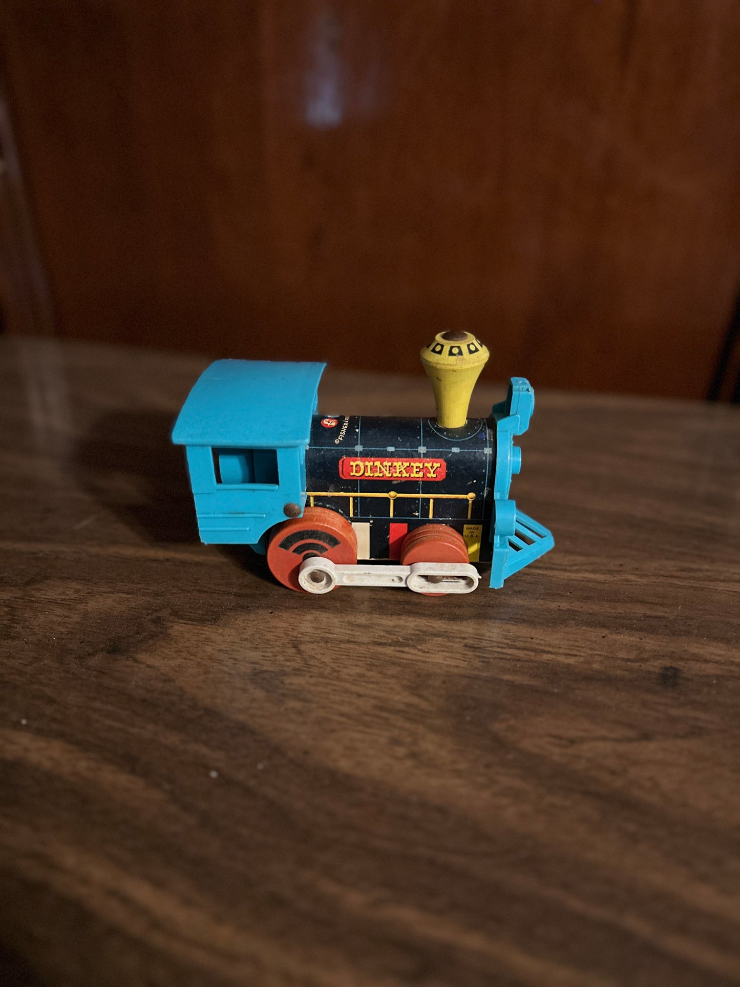 Vintage Fisher-Price Dinkey #642 Wooden Pull Toy Train Locomotive – Made in USA