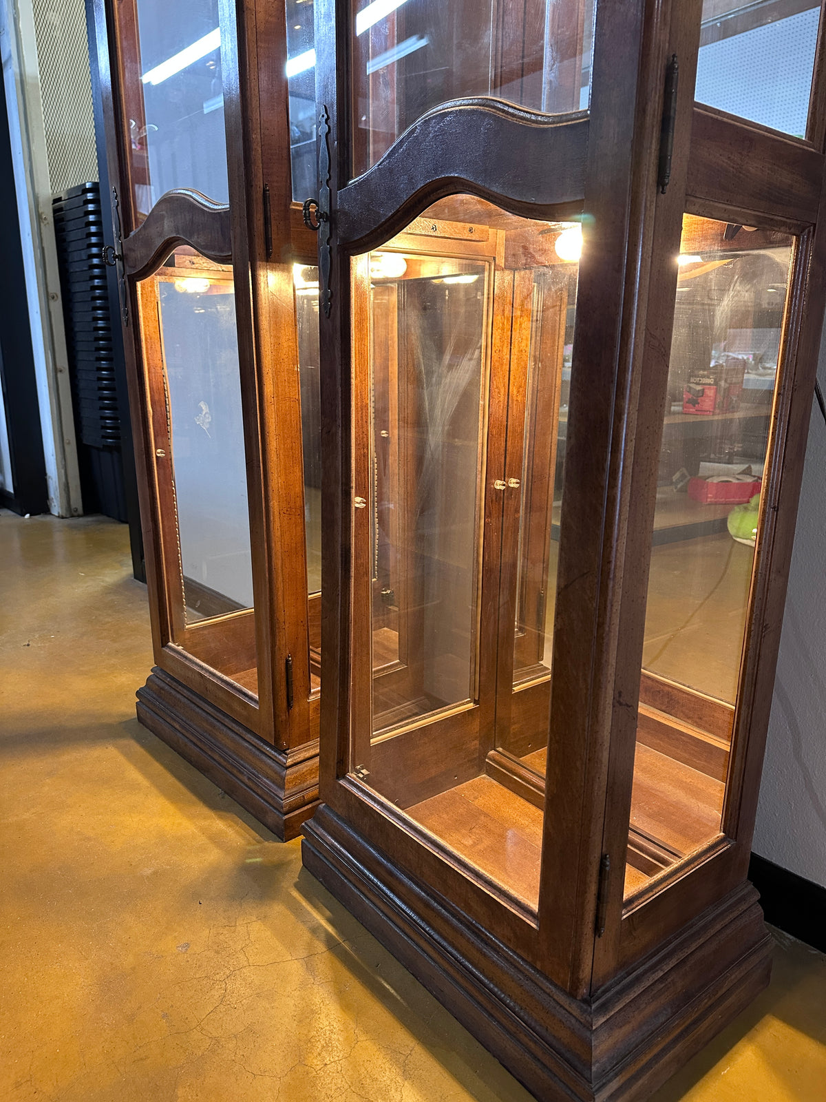 Pair of Vintage-Style Lighted Curio Display Cabinets photo 6