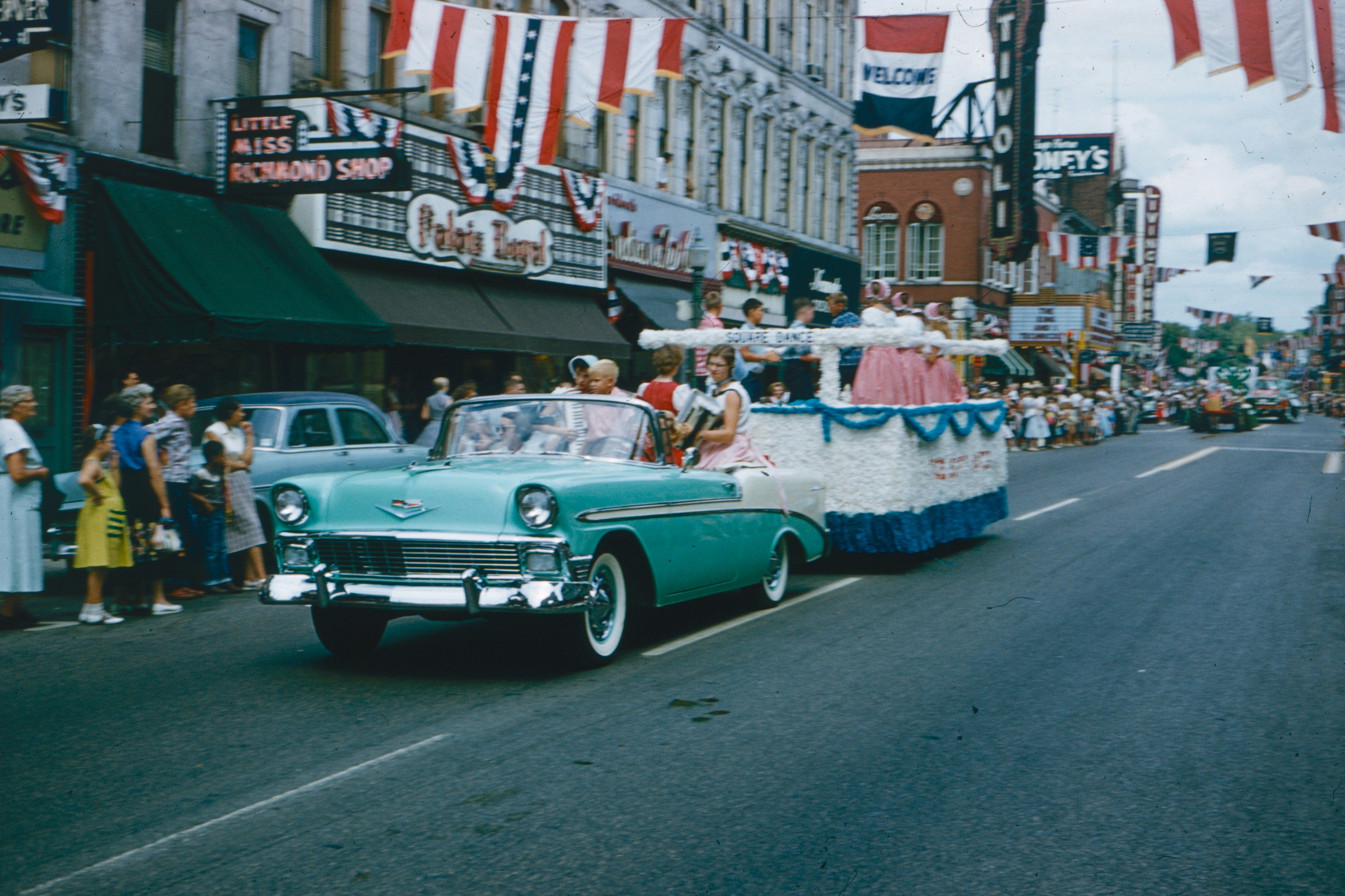 Colorful vintage main-street scene